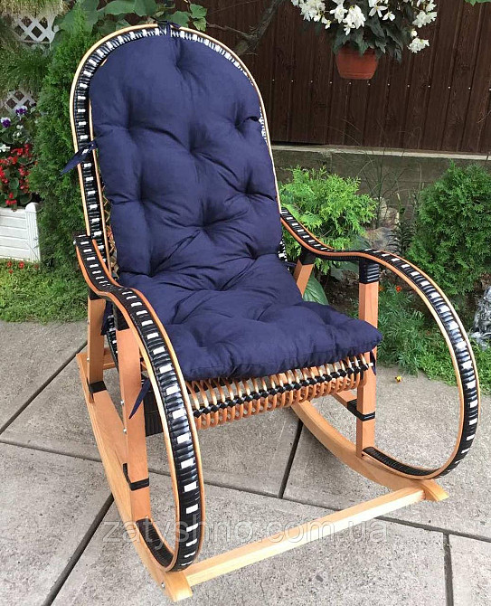 Кресло качалка с подушкой | кресло-качалка плетеная с лозы | кресло качалка коричневая Киев - изображение 5