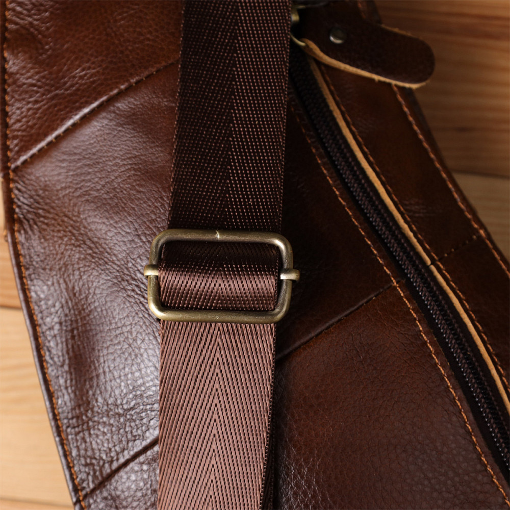 Чоловіча сумка з великою кількістю кишень із натуральної шкіри Коричневий (Vintage) Київ - фото 4