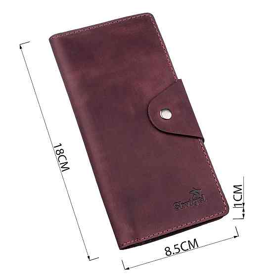 Гаманець жіночий вертикальний з вінтажної шкіри на кнопках SHVIGEL 16178 Бордовий Київ