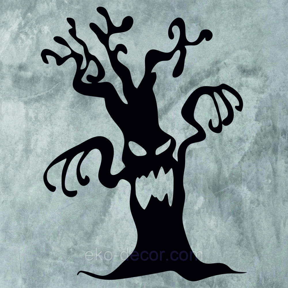 Декоративне настінне Панно «Хелловіїн, силует дерева», Декор на стіну 90*67 см, Чорний Київ - фото 8