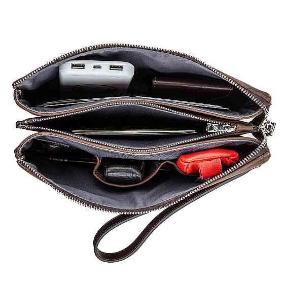 Барсетка чоловіча вінтажна шкіряна Коричнева (GRANDE PELLE) Київ