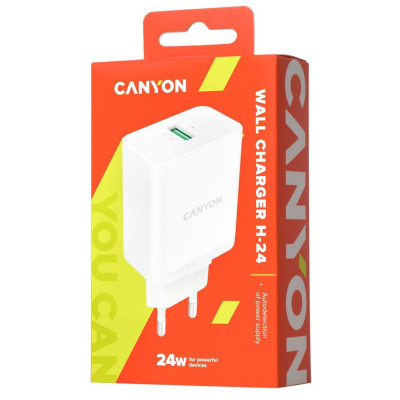 Зарядное устройство Canyon Wall charger with 1*USB, QC3.0 24W (CNE-CHA24W) Винница - изображение 1
