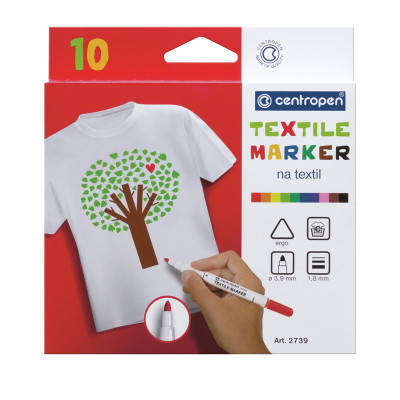 Набір маркерів Centropen набір для текстилю Textile 1.8 мм 10 шт (2739.10) Вінниця - фото 1