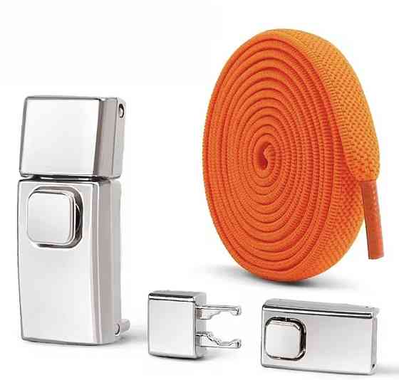 Эластичные шнурки без завязок с металлическими застежками Оранжевый Смела