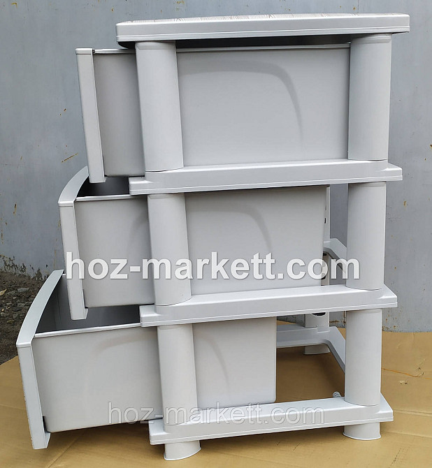 Комод пластиковий тумбочка на 3 ящики з малюнком під дерево світлий Харків - фото 5