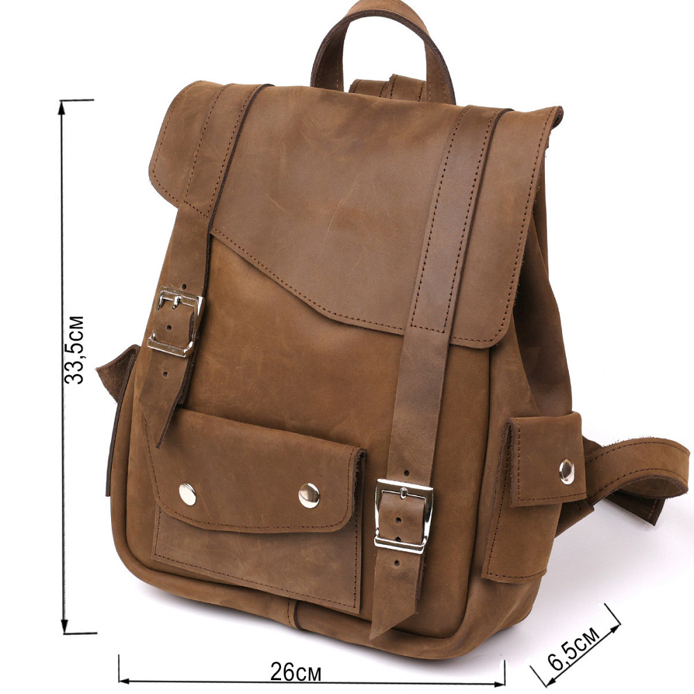 Рюкзак зі шкіри Crazy horse унісекс SHVIGEL 13948 Коричневий. Київ - фото 4