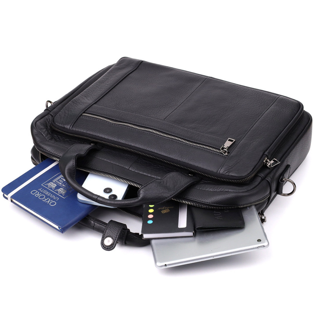 Портфель для чоловіків з натуральної шкіри Vintage 23042 Чорний Київ - фото 8