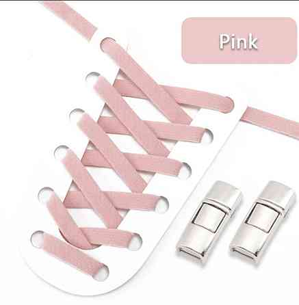 Эластичные шнурки без завязок с металлическими застежками Розовый Смела