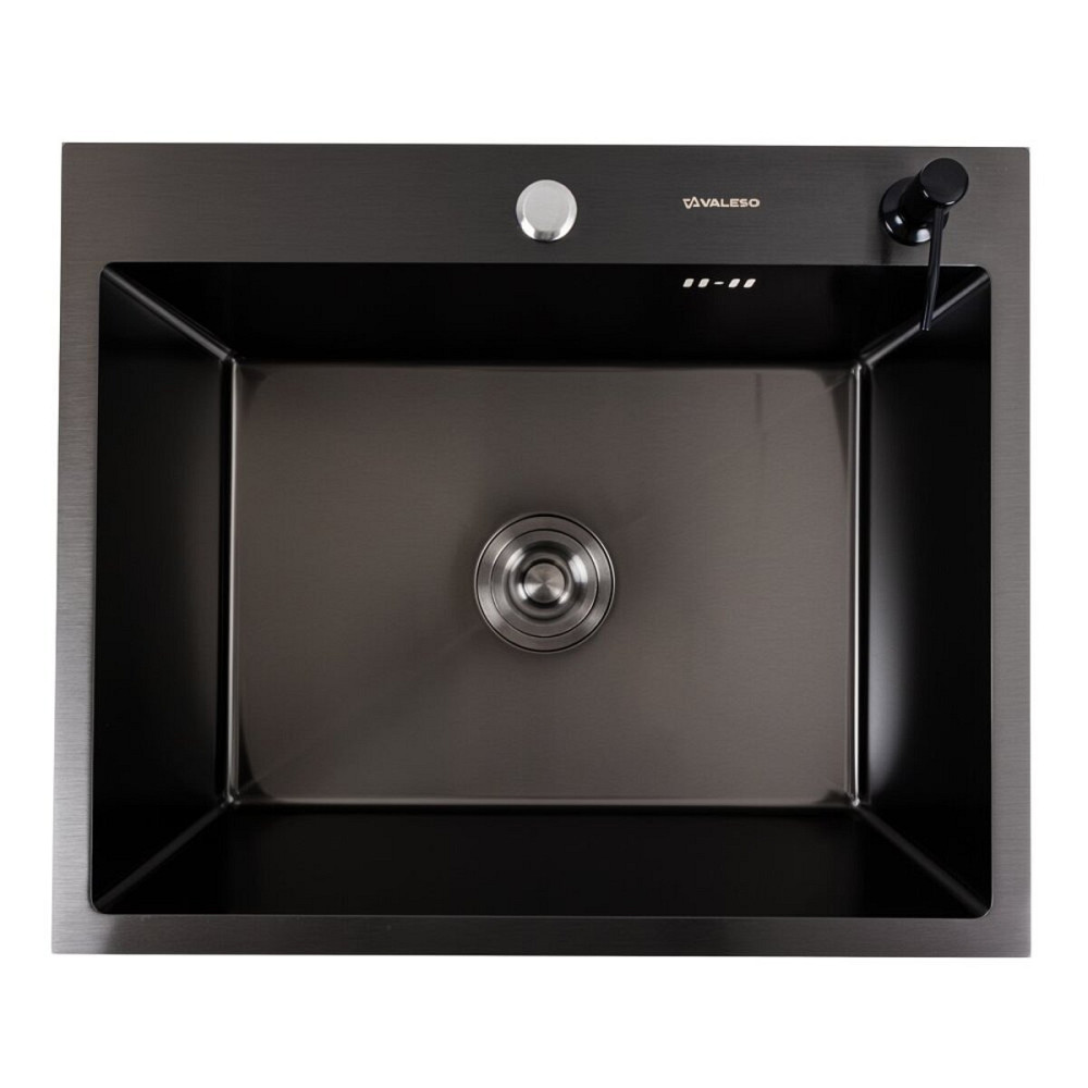 VALESO Кухонна мийка чорна 60*50 PVD VALESO Handmade (сифон круглий, 3,0/0,8) Коломия - фото 9