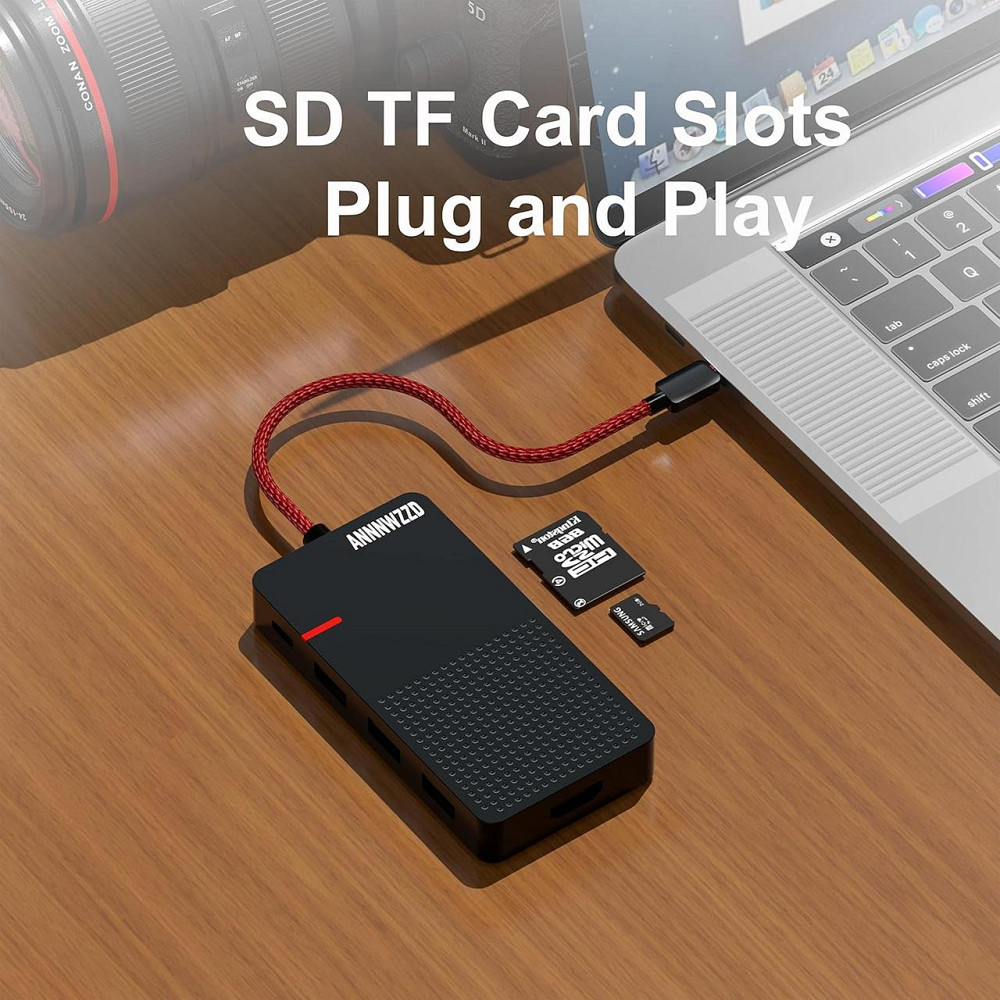 Док-станция 7в1, USB-C хаб с HDMI 4K, USB 3.0, кардридерами SD/TF, PD зарядкой 100W черный HUB Type-C PD 100Вт Киев - изображение 5