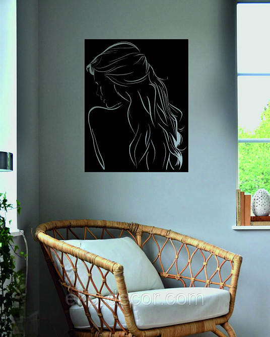 Декоративное настенное Панно «Девушка» Декор на стену 90*70 см, Черный Киев - изображение 10