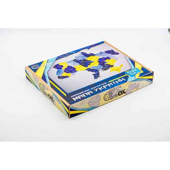 Дерев'яний пазл "Мапа України" Арт-60906 синьо-жовтий 60х90 см Вінниця