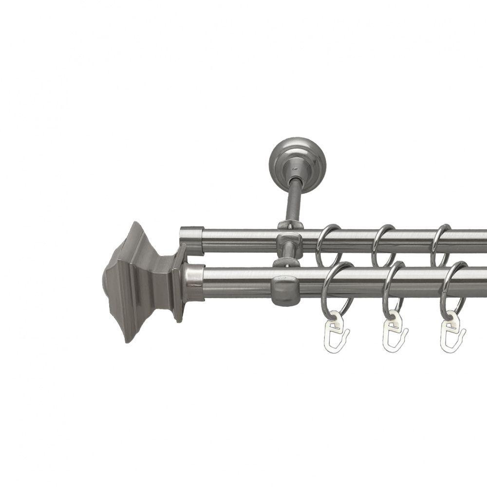 Карниз Orvit Борджеза металевий дворядний відкритий гладка труба кільце металеве Нержавіюча Сталь 19\16 мм 160 Львов - изображение 1