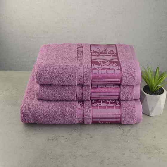 Набір махрових рушників 3шт GM Textile 50х90см, 50х90см, 70х140см BambooN 450г / м2 (пудровим) Суми