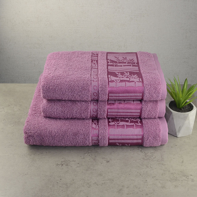 Набір махрових рушників 3шт GM Textile 50х90см, 50х90см, 70х140см BambooN 450г / м2 (пудровим) Суми - фото 1