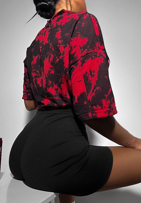 Женский летний костюм двойка: топ и шорты двунить варенка + трикотаж рубчик Черный, 46/48 Одесса - изображение 2