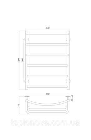 Полотенцесушитель Нержавейка UNIO 700x530-6 Лесенка Каскад Дуга Черновцы
