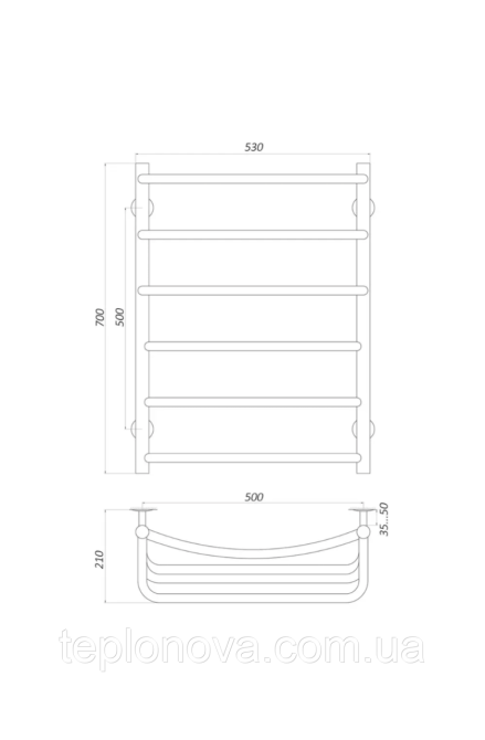 Рушникосушка Нержавійка UNIO 700x530-6 Драбинка Каскад Дуга Чернівці - фото 3