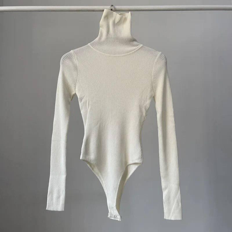 Жіночий стильний теплий боді-гольф ангора рубчик Молочний Одеса - фото 1