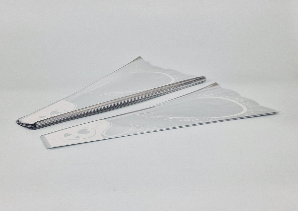 Конусная упаковка для цветов h50 с металлизированным узором 81 - 100 шт/уп, верх 24 см, низ 6 см Харьков - изображение 1