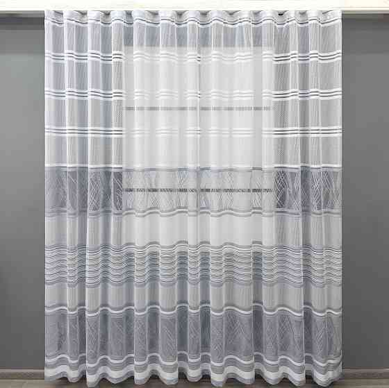 Короткий тюль VR-Textil 1949т Жаккард Белый с серым 300х200 см (42-0883) Киев