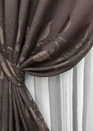 Комплект штор на люверсах VR-Textil Льон Рогожка № 1687ш Венге 150х250 см 2 шт (37-0245) Київ