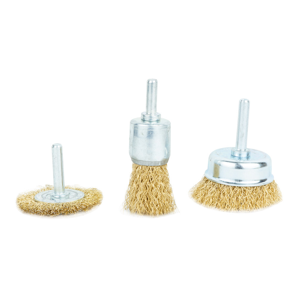 Набір дротяних щіток 3шт Ø25; 50; 50мм хвостовик Ø6мм (латунований) GRAD (9029015) Рівне - фото 2