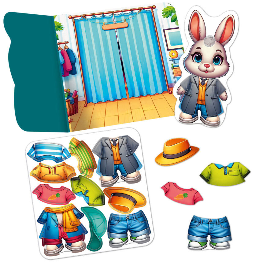 Гра розвиваюча з липучками "Зайчик" VT1320-04, 10 елементів одягу Вінниця - фото 3