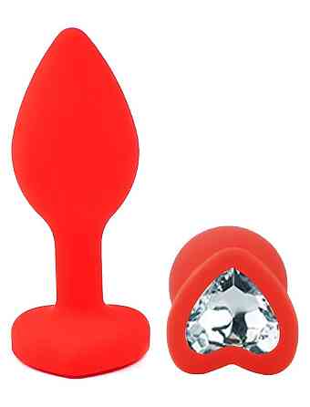 Силіконова анальна пробка EGZO - Silicone Red Heart Plug Clear, size S Sex Aura Київ