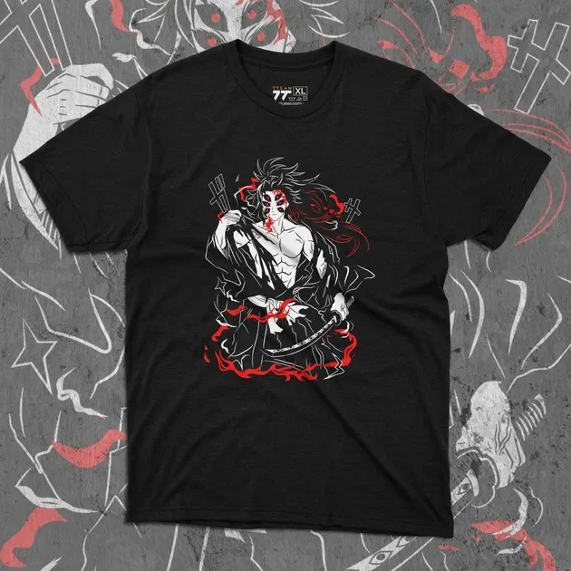 Футболка для подростка мальчика с принтом Клинок, рассекающий демонов Кокушибо Black Размер 160 Anime10460 Днепр - изображение 1