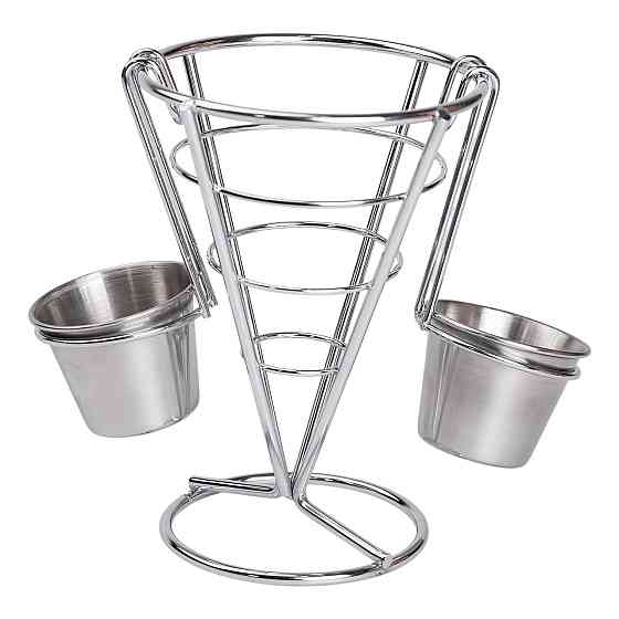 Кошик для картоплі фрі та снеків з 2 соусниками 50 мл конусний 15х15х13.5 см HP-19-7 Коломия