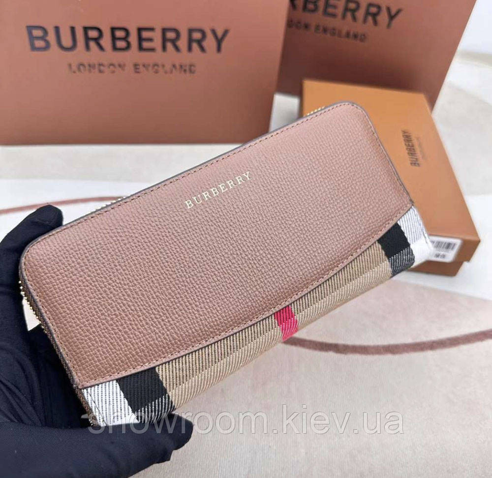 Жіночий шкіряний гаманець на блискавці Burberry (3341) brown Київ - фото 4