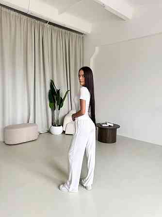 Жіночий стильний еластичний костюм, двойка якісна віскоза Молочний, 42/44 Одеса