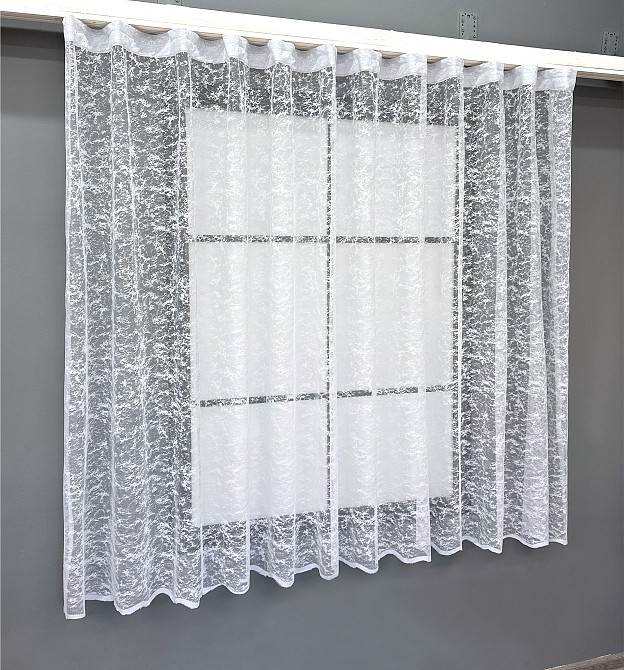 Тюль жаккард VR-Textil Мрамор № 1598т Арка на кухню цвет белый 400х150 см (53-0023) Киев - изображение 1