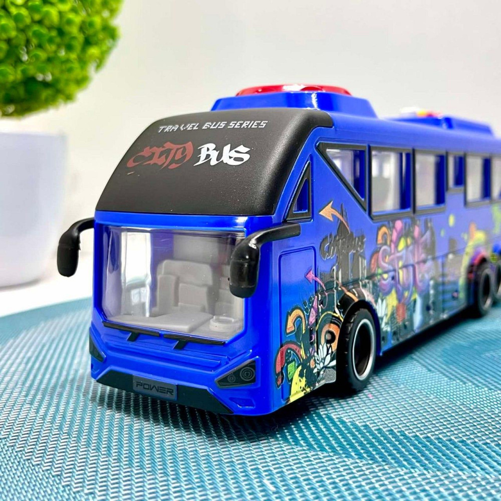 Автобус з інерцією підсвічуванням та звуком відкриваються двері 27см Синій (JS162BC) Чернігів - фото 7