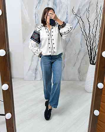 Жіноча сучасна вишиванка на ґудзиках 80% бавовна, 20% поліестер 46 Одеса