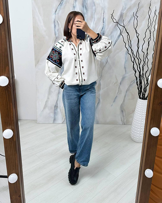 Жіноча сучасна вишиванка на ґудзиках 80% бавовна, 20% поліестер 46 Одеса - фото 5