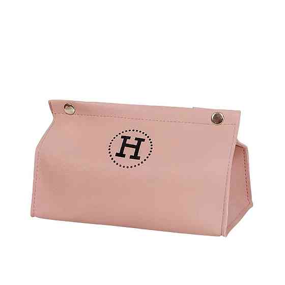 Серветниця з еко шкіри 20×7.5×11.5 см для серветок на кнопках Рожевий HP-3-213P Коломыя