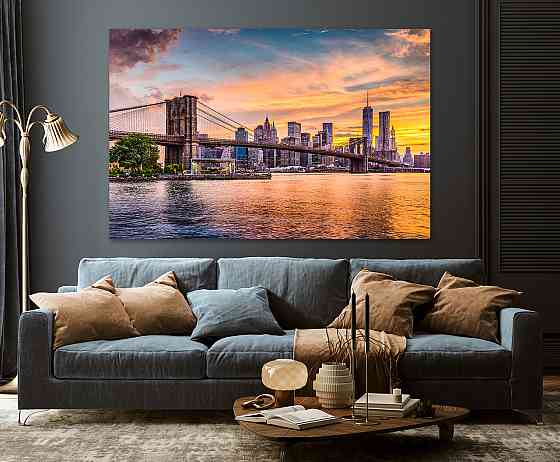 Картина холст в гостиную / спальню  Бруклінський міст      MLP_213 40x80 см Киев