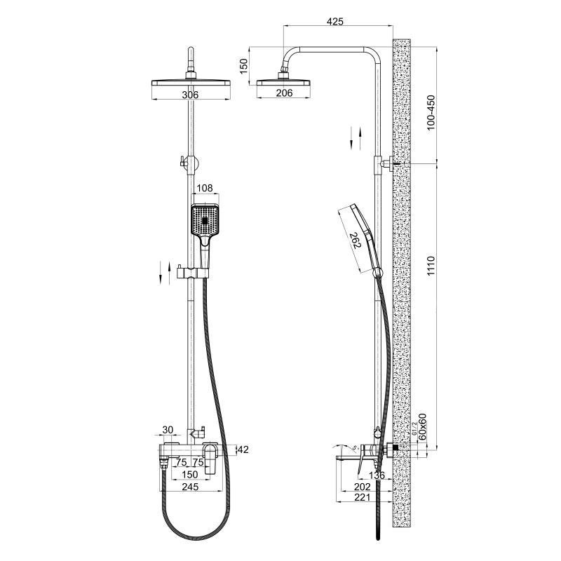 Душова система універсальна Qtap Nando на три споживачі (з виливом) QTNAN111CRM48653 Chrome Київ - фото 2