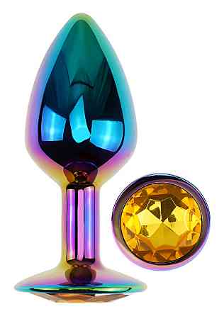 Анальна пробка з кристалом EGZO - Multicolor Round Plug Yellow size S Sex Aura Київ
