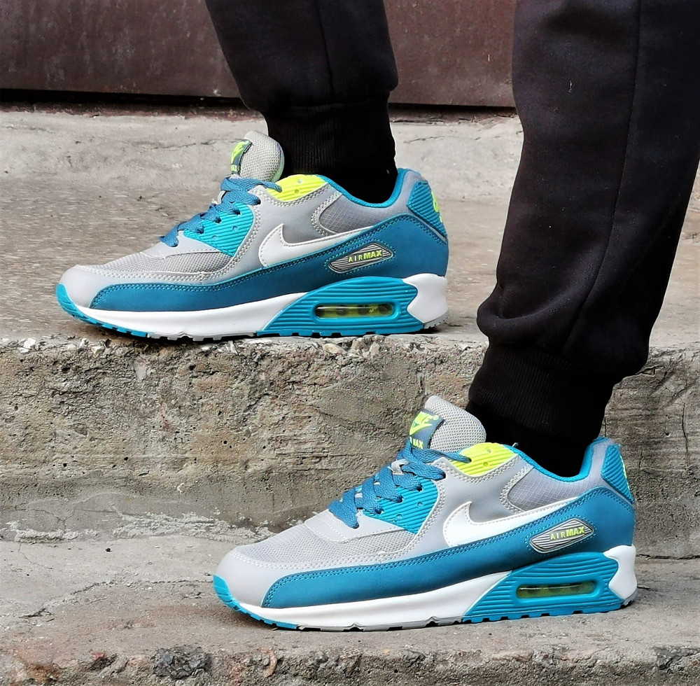 Чоловічі Сірі Кросівки Nike Air Max 90 Сині Найк (розміри: 42,43,44,45,46) Відеовідвідвід Дніпро - фото 5