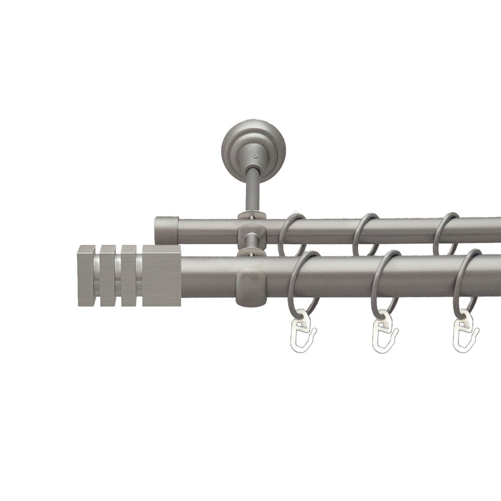 Карниз Orvit Акорда металевий дворядний відкритий до стелі гладка труба кільце металеве Сатин 25\16 мм 240 см (00-00026103) Львів - фото 1