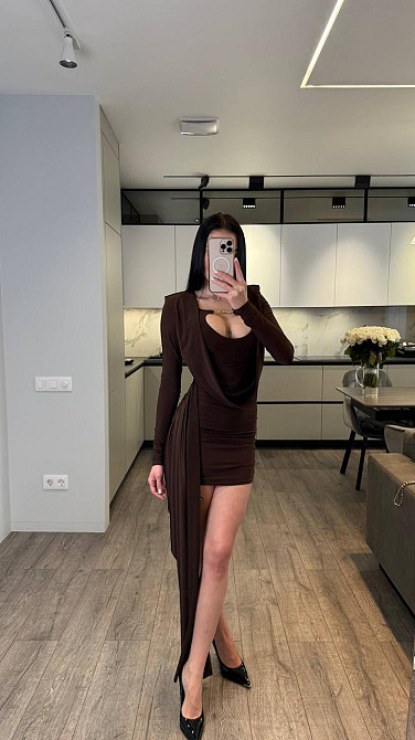 Жіноча романтична святкова мініплаття олія кора Шоколад, 42/44 Одеса - фото 5