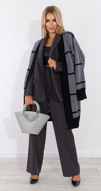 Вільний полегшений кардиган у смужку (42-48) Київ - фото 2