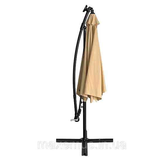 Садовая зонт Bonro B70 12 LP 3 м с LED подсветкой 8 спиц зонта для террасы и сада с чехлом бежевая Мостиська