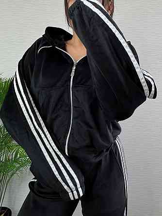 Женский стильный велюровый-плюшевый костюм двойка Черный, 46/48 Одесса