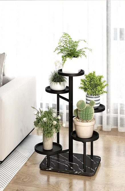 Стеллаж для цветов и растений на 5 ярусов цвет черный Каменец-Подольский - изображение 2