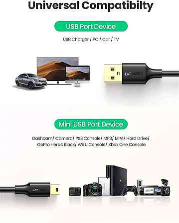 Кабель UGREEN USB 2.0 A Male to Mini 5 Pin Male Cable 0.5m (Black) UGR-10354 Одеса