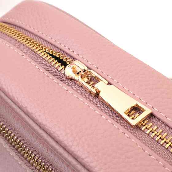 Красивая стеганая женская сумка из натуральной кожи Vintage 22614 Розовая Киев